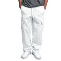 Fleece Men's Sweatpant Multi-pocket Cargo Pants Loose Casual Straight-leg Overalls Male Solid Color Sweatpants