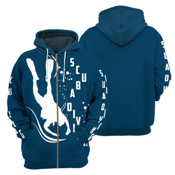 Winter 3D Sports Scuba Diving Printing Zip Up Hoodies For Men Kid Fashion Funny Streetwear Clothes Cool Fitness Lovers Clothing