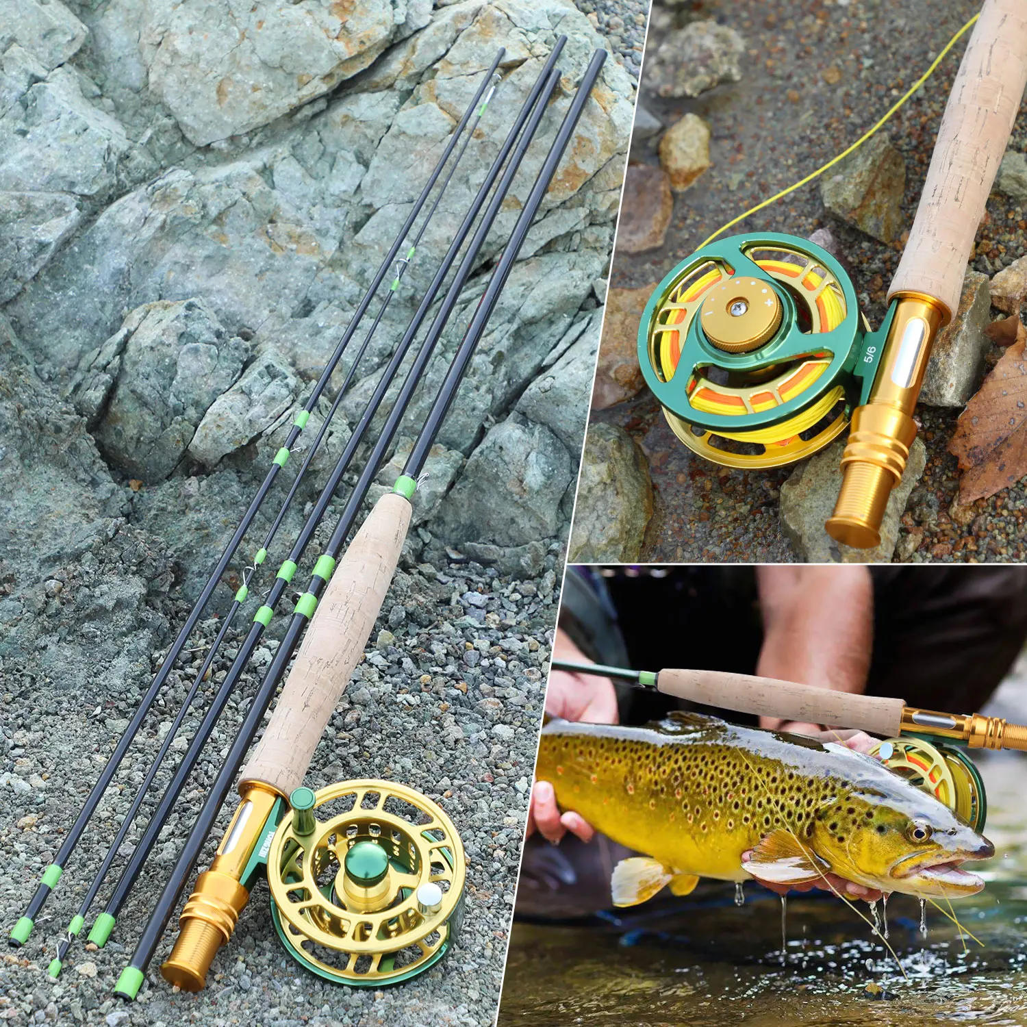 Description Picture 4 of itemSougayilang Fly Fishing Rods and Reels 5-sections Carbon Rod 5/6 Reels for Trout Perch Fishing Suitable for Leisure Fishing