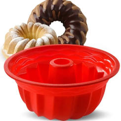 9 Inch Cake Molds Silicone Bakeware Non Stick Mousse Chiffon Pudding Jelly Ice Creams Red Large Hollow Round Kitchen Tools