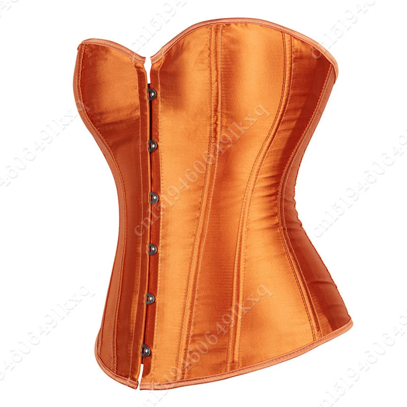Description Picture 4 of itemCorset Tops for Women Overbust Bustier Satin Sexy Lace up Corset Orange