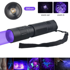 LG 5W LED UV395nm Ultraviolet Blacklight Flashlight Telescopic Zoom Portable Purple Invisible Linterna Carpet Pet Urine Detector