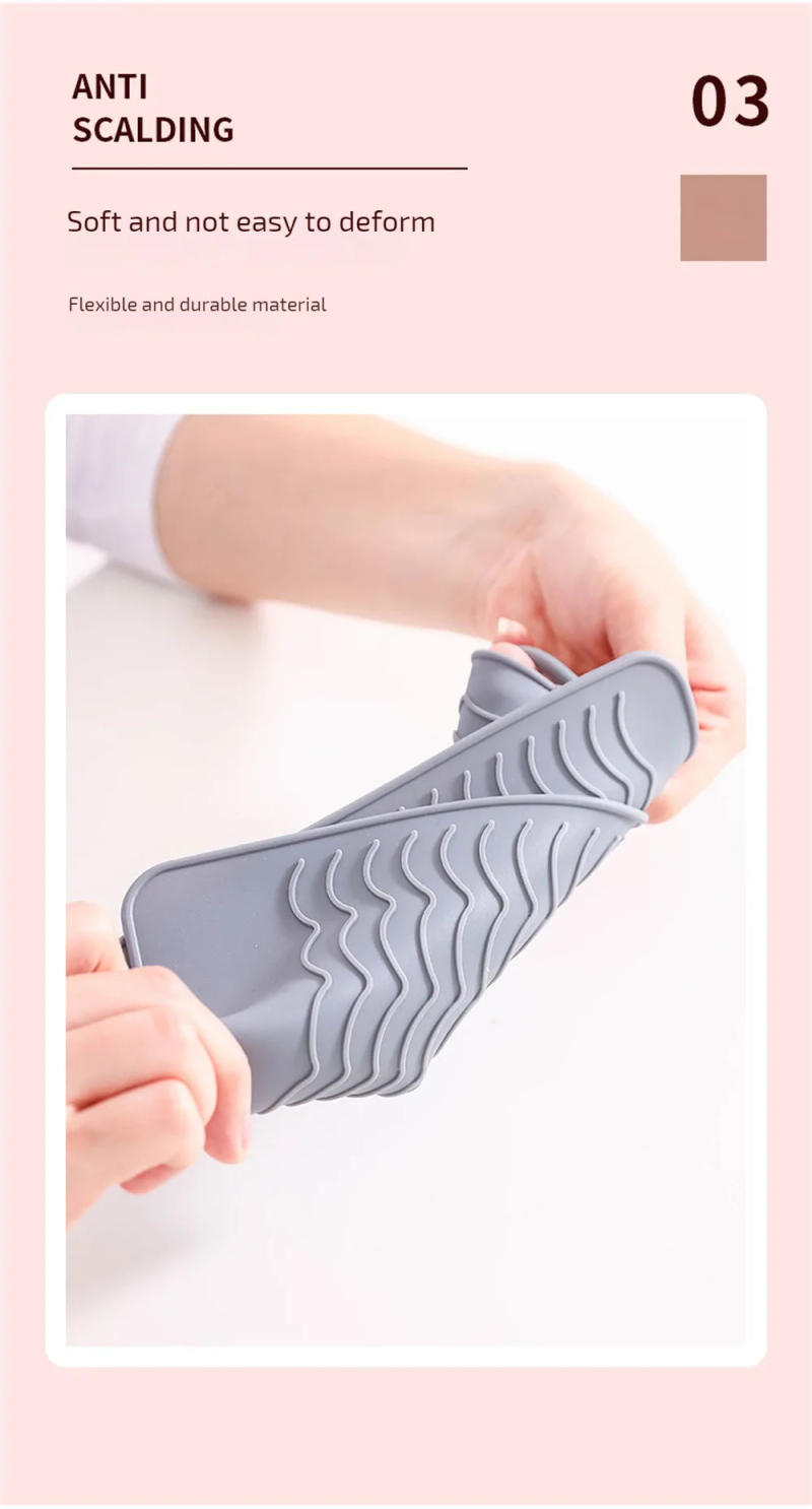 Description Picture 6 of item1~10PCS Silicone Heat Resistant Mat Pouch for Curling Iron Hair Professional Styling Tool Anti-heat Mats for Hair Straightener