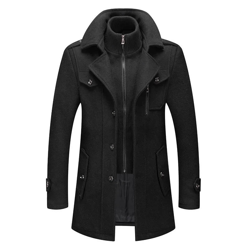 Description Picture 5 of item2023 New Men's Coat Double necked Thick Autumn Winter Oversized Men's Jacket Collar Men's Woolen Clothes M-8XL