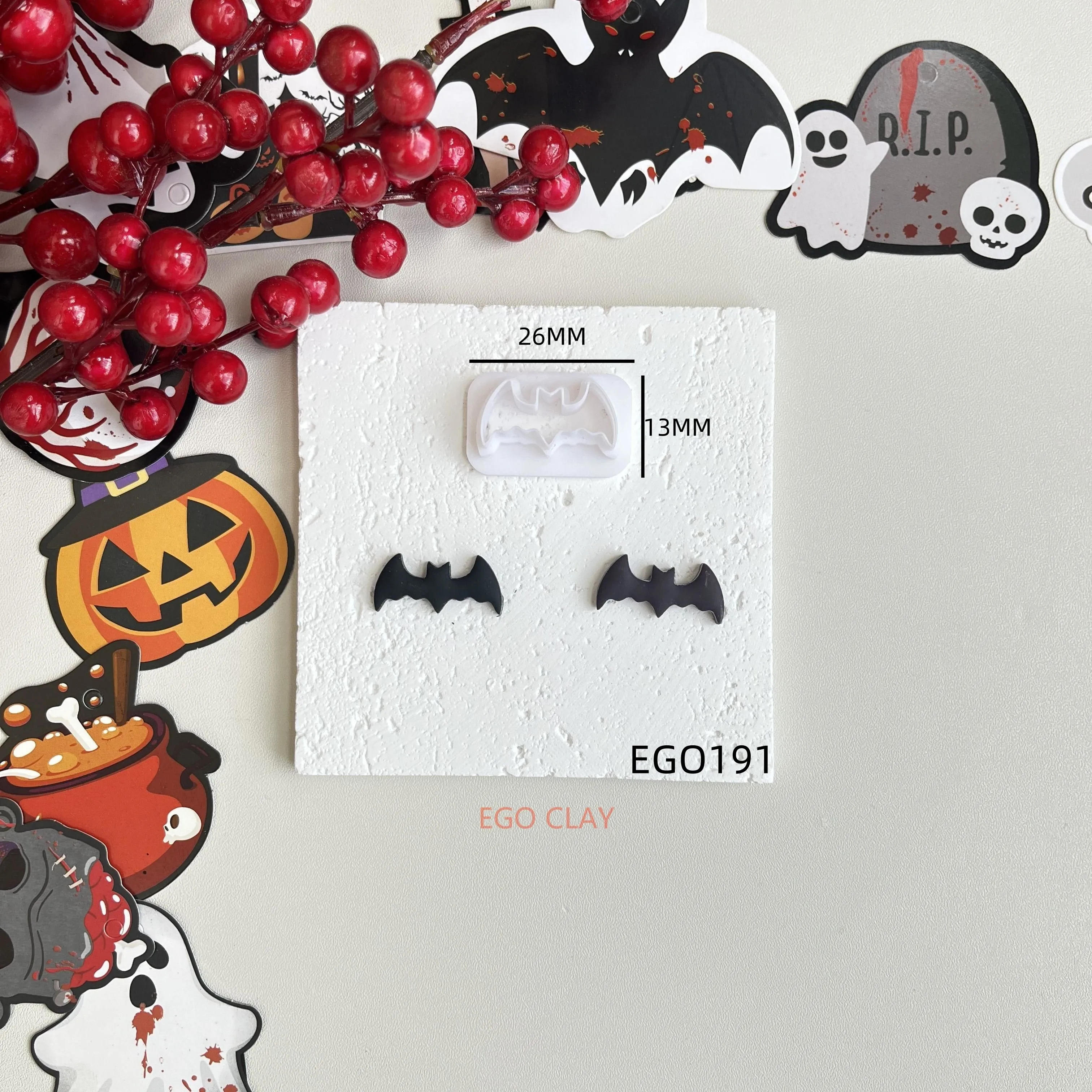 Description Picture 6 of itemHalloween series different ghost bat shape clay cutting mold DIY earrings jewelry earrings gift making polymer clay mold