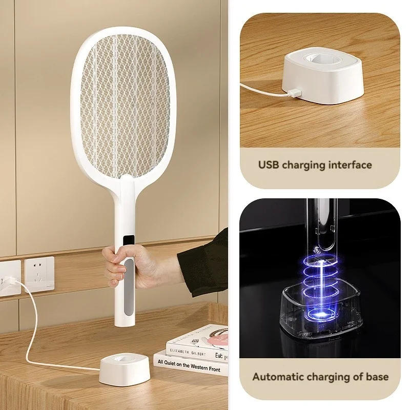 Description Picture 4 of item4000V Rechargeable Type-C Electric Fly Swatter Insect Killer Handheld Detachable Automatic Tapping Mode Indoor and Outdoor