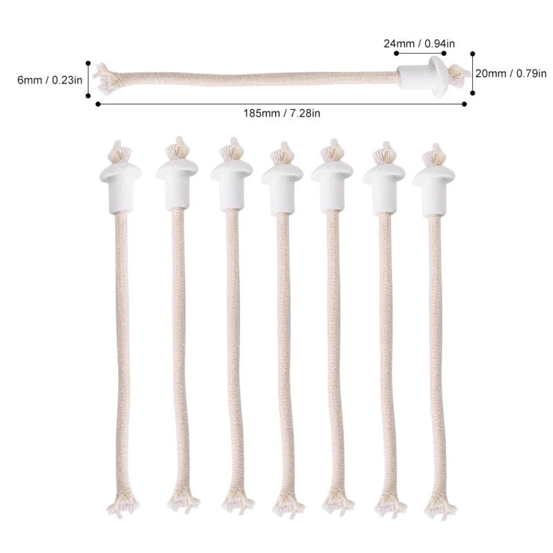 Description Picture 6 of item7Pcs Heat Resistant Oil Lamp Wick Replacement for Ceramic Holders Torch Wine Bottle Oil Candle Lamp