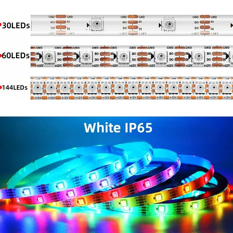 Description Picture 5 of itemDC12V WS2815(WS2812B WS2813 Update) RGB Led Pixel Strip,Individually Addressable White/Black PCB Dual-Signal Led Flexible Light