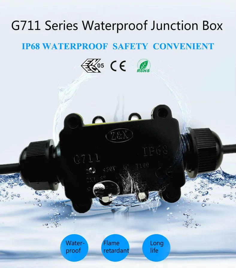 Description Picture 3 of item2/3 Way Outdoor Waterproof Junction Box IP68 LED Terminal Block 3P 6-12mm Electrical Wiring Accessories 450V 24A Flame Retardant