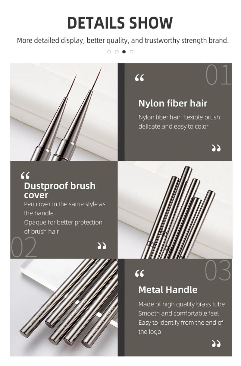 Description Picture 6 of item5PCS Nail Art Liner Brushes Hand Painted Brush Acrylic UV Gel Colours Paints Builder Drawing Pen DIY Manicure Design Accessories