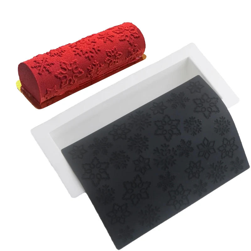 Description Picture 4 of itemSnowflake Texture Wood Grain Design Christmas Silicone Cake Molds Mousse Cake Moulds Chocolate Moulds Dessert Decoration Tools