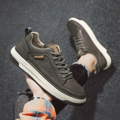 Men's Leather Driving Walking Shoes Outdoor Jogging Sneakers Male Non-Slip Skate Flats Trainers Youth Boys Student Footwear 2024