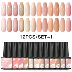 Mtssii 10/12PCS Gel Nail Polish Set Glitter Semi Permanent Soak Off UV Led Hybrid Gel Varnishes Base Top Coat Nail Art Gel Kits