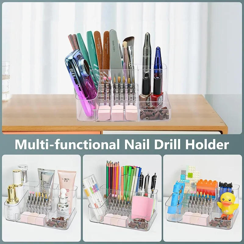 Description Picture 3 of itemNail Drill Holder 28 Holes Nail Drill Machine & Bits Storage Box Nail Drill Machine & Bits Storage Box for Nails Tools Organizer