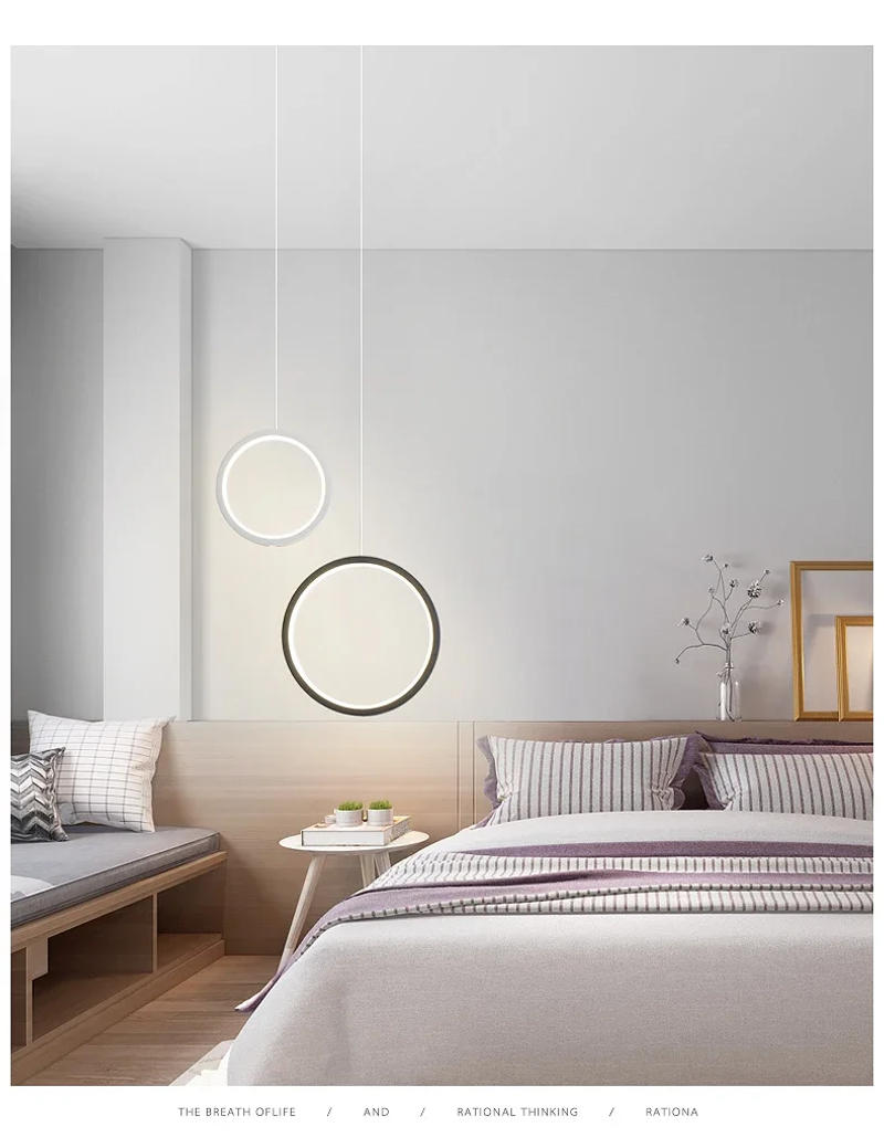 Description Picture 5 of itemCeiling Chandelier Lamp Led Lights Ring Modern Simple Creative Nordic Cafe Dining Table Light Room Decor Bedside Light Fixture