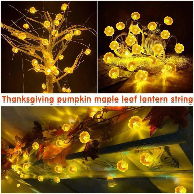 Description Picture 2 of item6/4/2/1m 60/40/10LED Halloween Pumpkin Hanging Lantern String Light Kids Birthday Party Halloween Home Decoration Lantern Lamp P