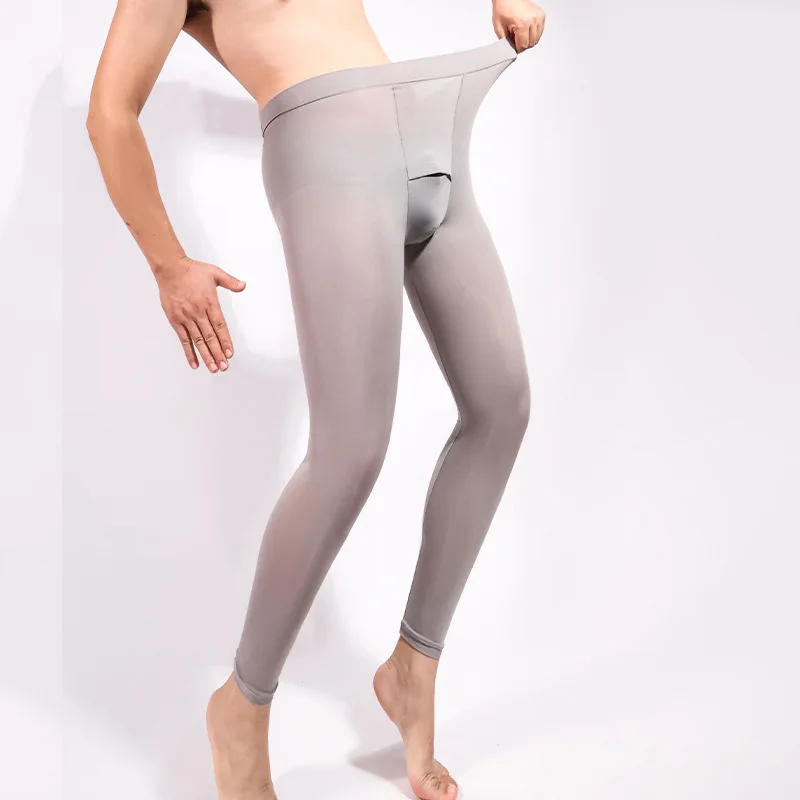 Description Picture 3 of itemMen's Sexy Pantyhose Ultra-Thin Self Heating Thermal Bottoms Elastic Base Layer Long Johns Transparent See-Through Underwear