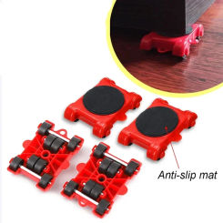 5Pcs/Set Heavy Duty Furniture Lifter Mover Roller with Wheel Bar Moving Device Lifting Helper Furniture Moving Transport Tool