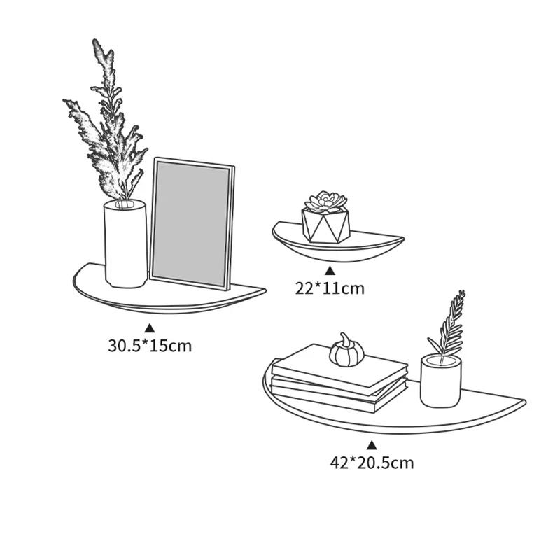 Description Picture 6 of itemWooden Semicircle Wall Shelf Background Wall Hanging Projector Display Stand Storage Organization Suspension Home Decoration