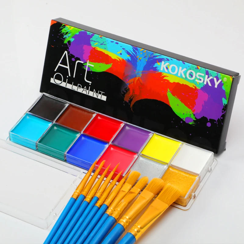 Description Picture 2 of item12-Color Facial And Body Painting Set, Safe And Non-Toxic, Suitable For Halloween, Carnival, children And Adults