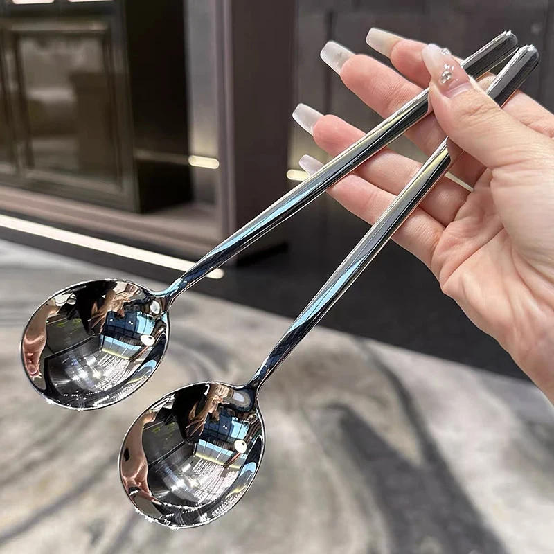 Description Picture 4 of itemKorean Style Stainless Steel Thickening Spoon Creative Long Handle Hotel Hot Pot Spoon Soup Ladle Home Kitchen Essential Tools