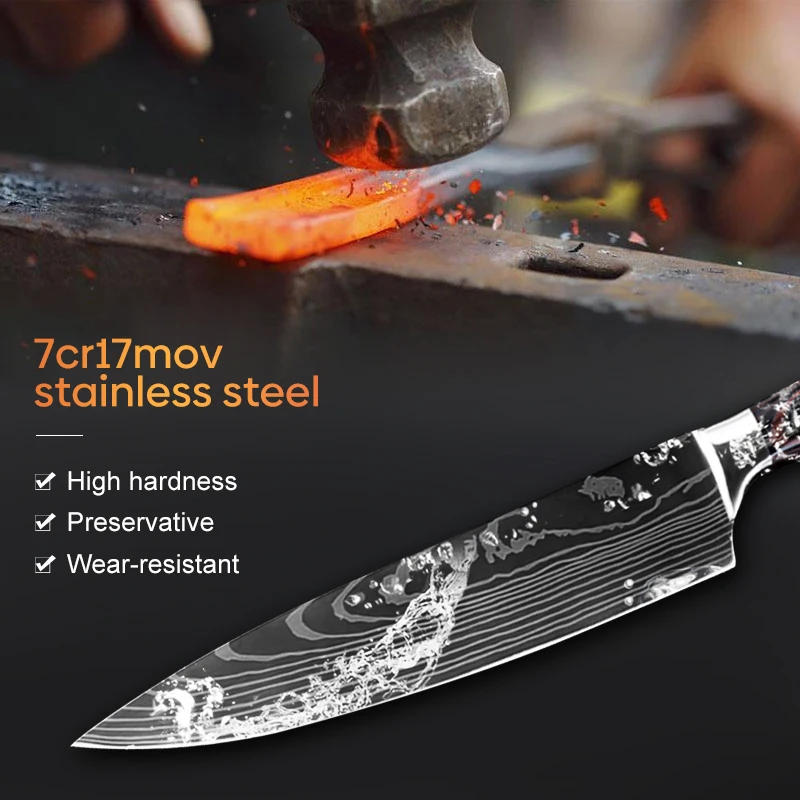 Description Picture 4 of itemSharp Kitchen Knives Cleaver Meat Fish Fruit Bread Knife Butcher Boning Japanese Knife Chef Cooking Cleaver Laser Damascus Knife