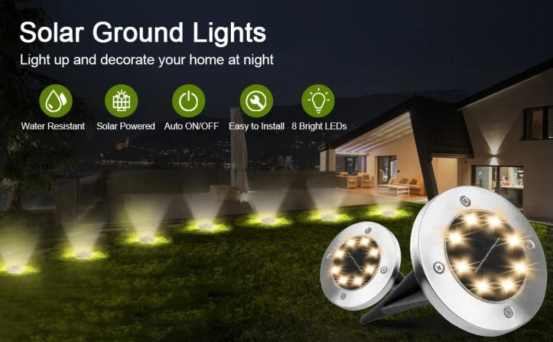 Description Picture 2 of itemLED Solar Powered Lawn Lamp IP65 Waterproof Courtyard Decoration Floor Lamp Channel Landscape Lamp Underground Deck Spotlight