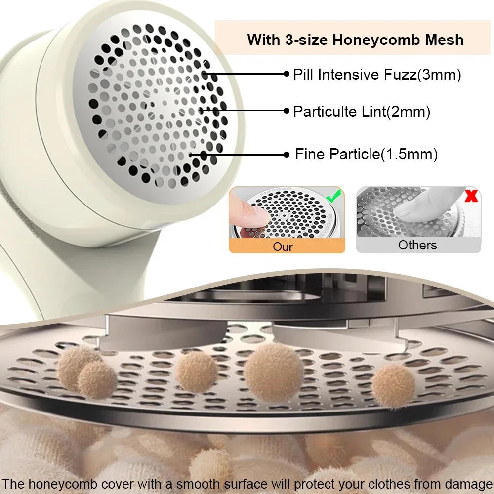 Description Picture 4 of itemLint Remover for Clothing Portable Electric Fuzz Pellet Remover LED Display Rechargeable for Clothes Fabric Shaver Fluff Remover