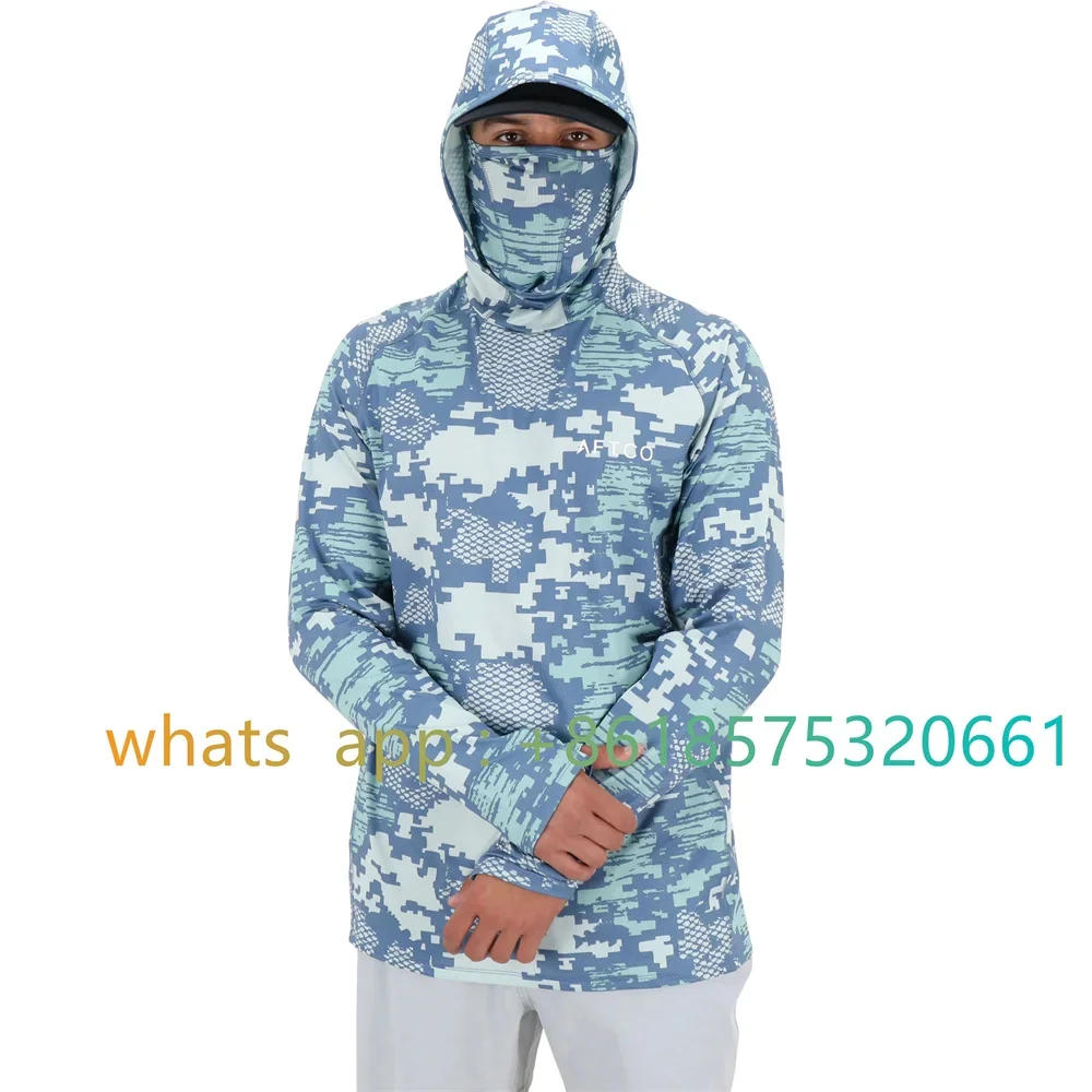 Description Picture 5 of itemAftco Fishing Hoodie Shirt For Men And Women Long Sleeve Fishing Hiking Shirt Fishing Hiking Shirt With Mask  Uv Neck Gaiter Top