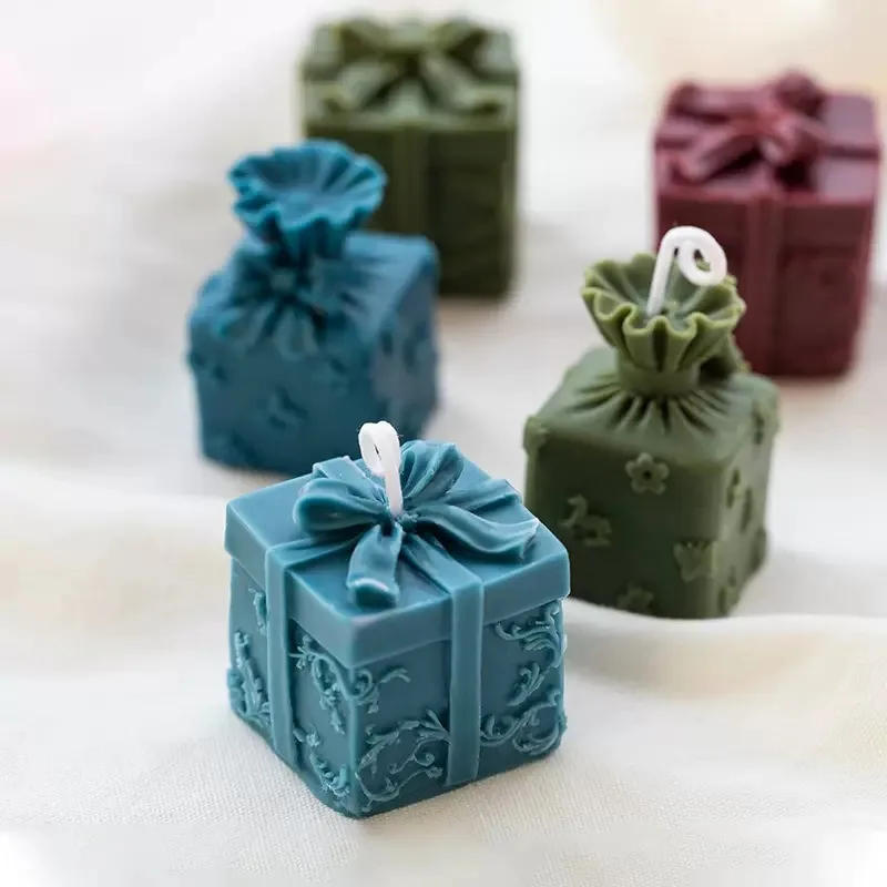 Description Picture 3 of itemDIY Christmas Candle Molds for Candle Making Christmas Gift Box Scented Candle Mold Bow Gift Box Fondant Silicone Mold Decor