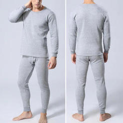 Men Winter Pajamas Set Winter Men Thermal Underwear Set Warm Slim Fit Elastic Pajamas for Homewear