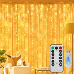 1pc USB LED Curtain Light Warm Fairy String Lights Festival Lighting Rainbow Window Home Bedroom Wedding Christmas Decoration