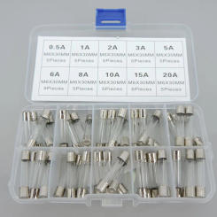 50Pc/box 6x30mm fast Blow Glass Tube mix Fuse Assorted Box mix Kits T 0.5A 1A, 2A, 3A, 5A, 6A, 8A, 10A, 15A, 20A 3cm 6x30 r1