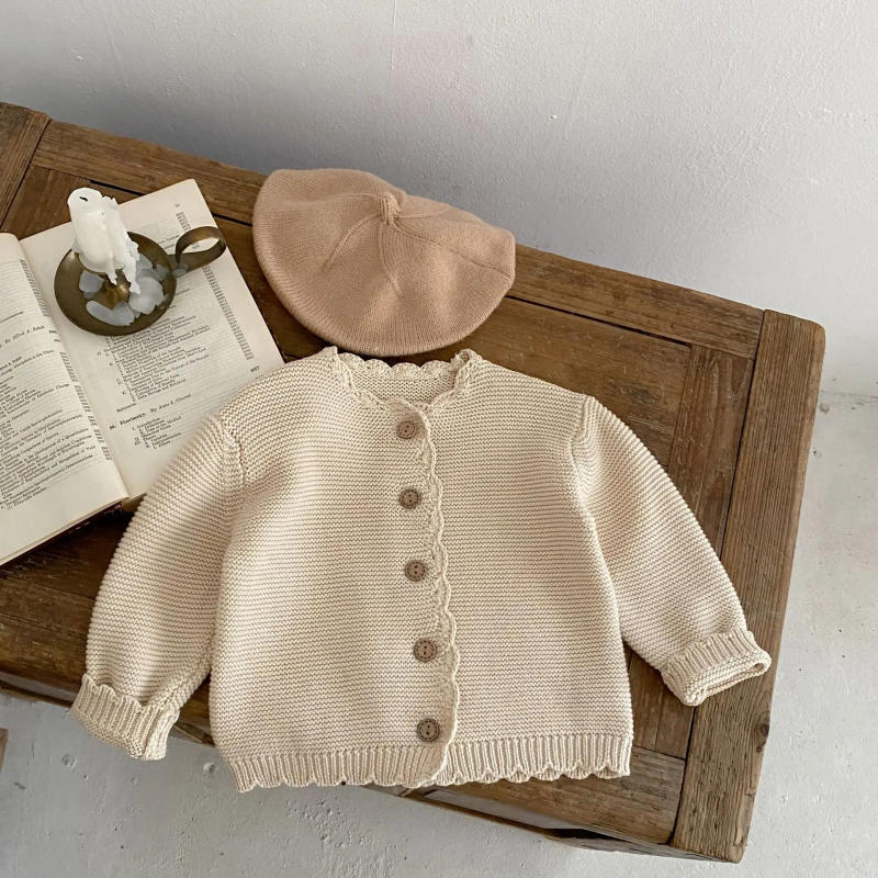 Description Picture 5 of item2024 Autumn New Baby Long Sleeve Sweater Coat Boys Girls O-neck Cardigan Jacket Infant Toddler Solid Versatile Knitted Clothes