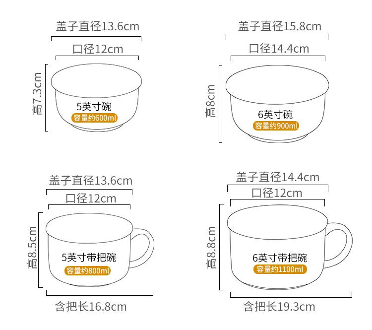 Description Picture 4 of itemLarge Capacity Salad Bowl Noodle Ceramic Bowls with Lid Cute Cartoon Pattern Food Container Household Tableware Kitchen Supplies