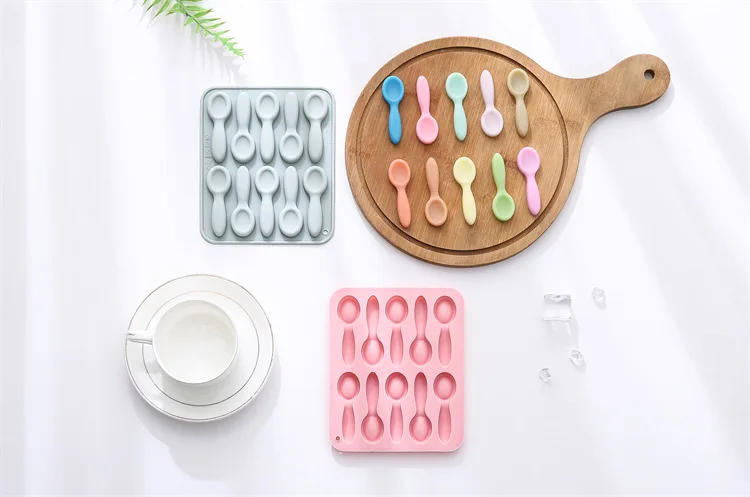 Description Picture 5 of item10 Holes Small Spoons Soup Spoon Shape Silicone Mold Fondant Cake Chocolate Mold Ice Cube Cake Mould Cake Decorating Tools