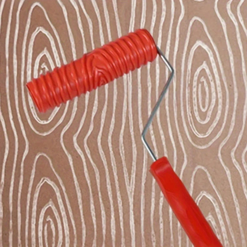 Description Picture 6 of item1pc Rubber Imitation Wood Grain Pattern Paint Roller  DIY Paint Texture Pigment Printing Wall Painting Roller With Handle  Home