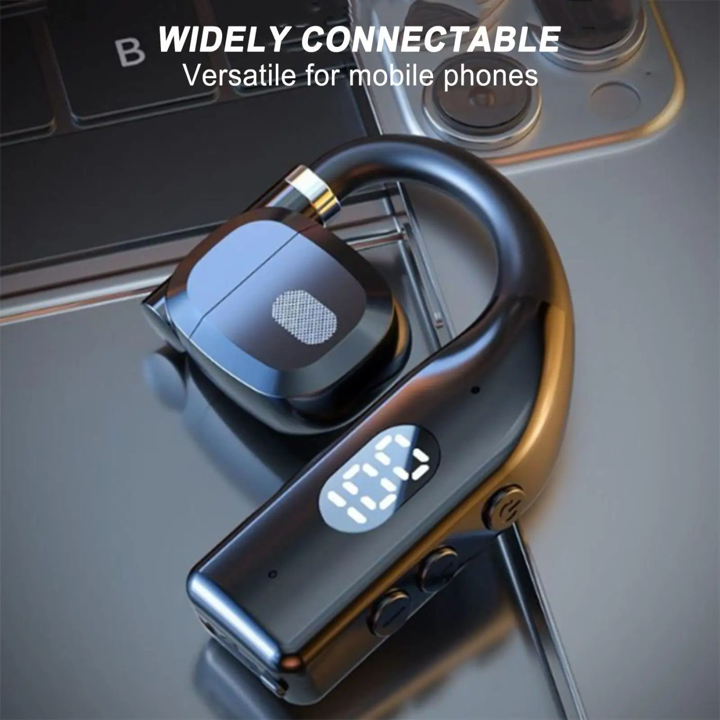 Description Picture 5 of itemWireless Blue Tooth Earphones Digital Display Hanging Ear Sports Earphones Noise Cancelling Earpiece For Driving Business