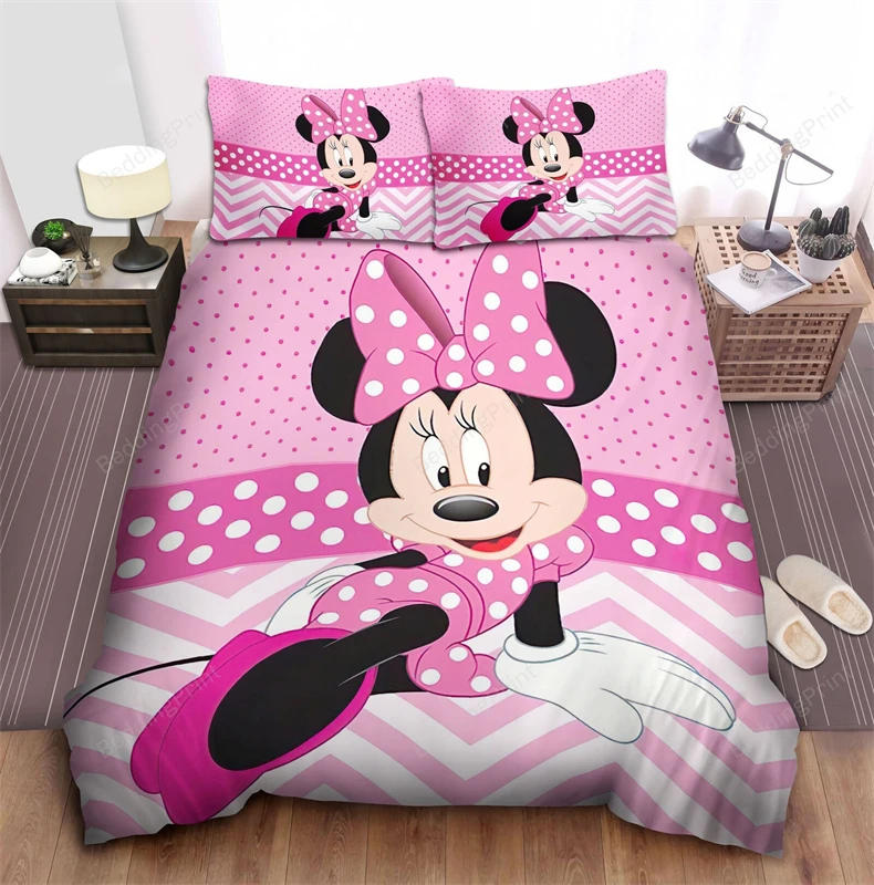 Description Picture 6 of itemDuvet Cover Minnie Pink Princess Style Cartoon Bedroom Decoration for Teenagers and Kids Adult Room Bedding Set Single Double