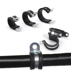 High quality Metal Wiring Hose Clamp Useful Durable Rubber Lined Clips R-type Cable Fasteners Hardware Electrical Fittings