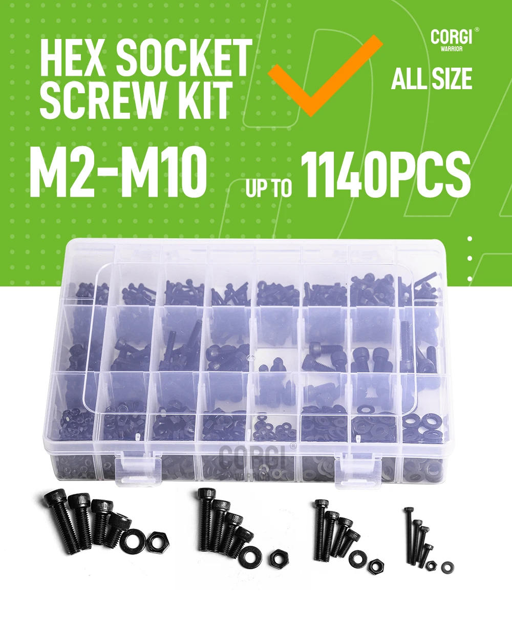 Description Picture 2 of itemBlack 1140 Hex Socket Cap Head Screws Set M2 M2.5 M3 M4 M5 M6 M8 M10 DIN912 12.9 Grade Carbon Steel All Sizes Allen Bolts Nuts