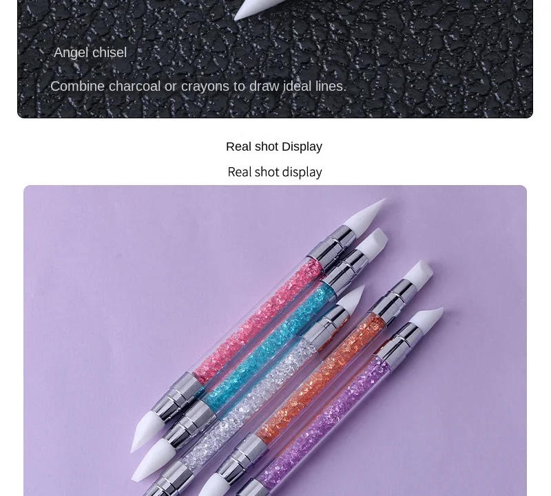 Description Picture 6 of item1 Pcs Dual-Ended Silicone Head Carving Dotting Pen Nail Art Brushes Rhinestone Crystal Handle Tool For DIY Gel Manicure Tools
