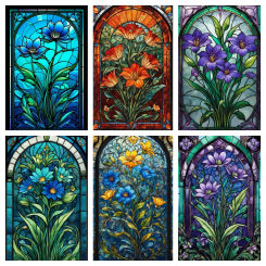 Glass Art Flower Diamond Painting Full Rhinestone Embroidery Cross Stitch Kit Colorful Landscape Home Handmade Decoration Gifts