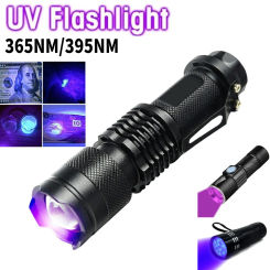 UV LED Portable Flashlight 365nm/395nm Purple Light Violet Flashlight Pet Urine Scorpion Feminine Hygiene Detector Torch 3 Modes