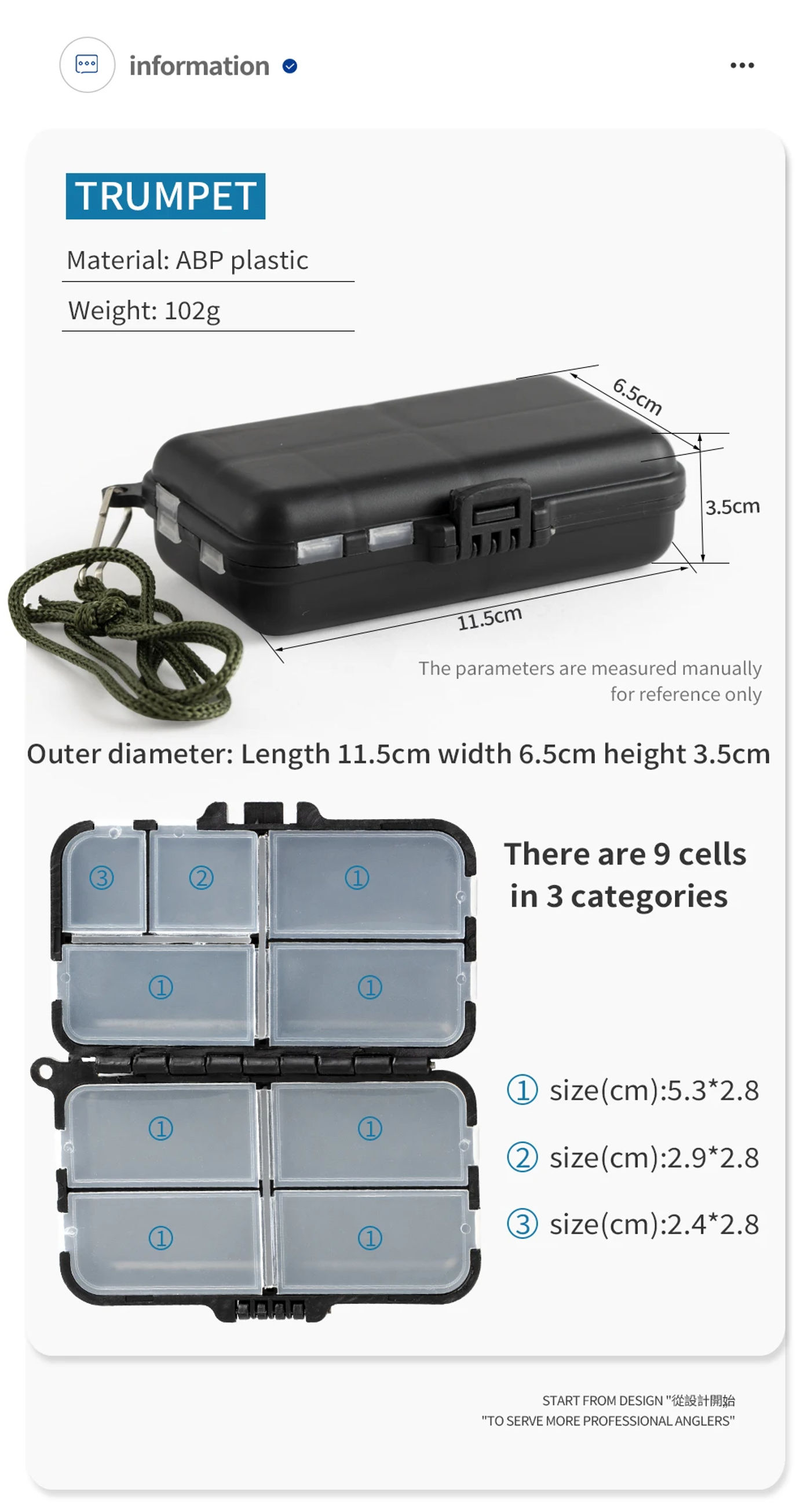 Description Picture 3 of itemLUSHAZER  Double Layer fishing box fishing tackle box fishing accessories box fishing plastic boxs 12cm*9.5cm*3.5cm