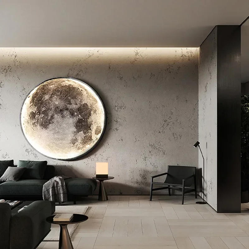 Description Picture 6 of itemModern Moon Led Wall Lamp Creative Mural Living Room Background Wall Bedside Wall Light Decoration Lamp Minimalist Art