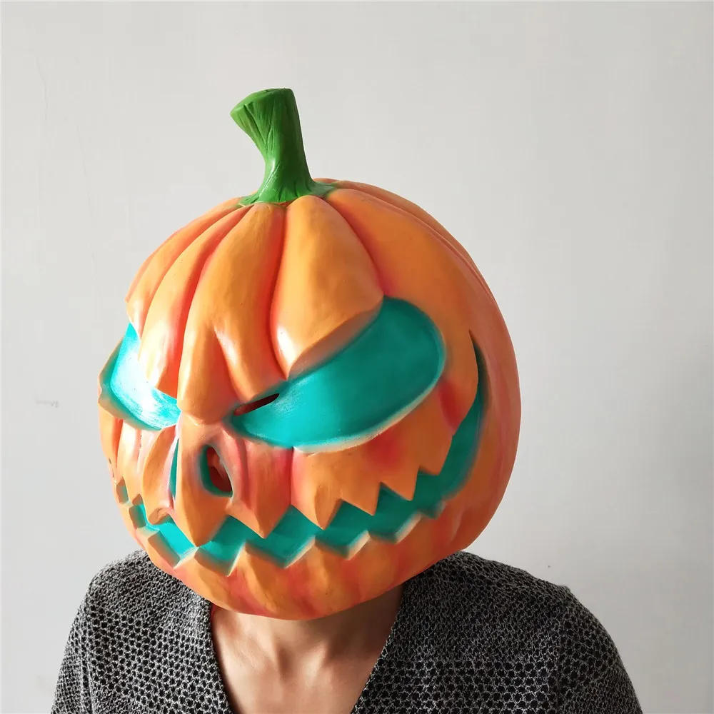 Description Picture 3 of itemHalloween Pumpkin Head Mask for Adult Full Face Evil Scary Pumpkin Easter Mask Funny Play Masquerade Party Dress UP