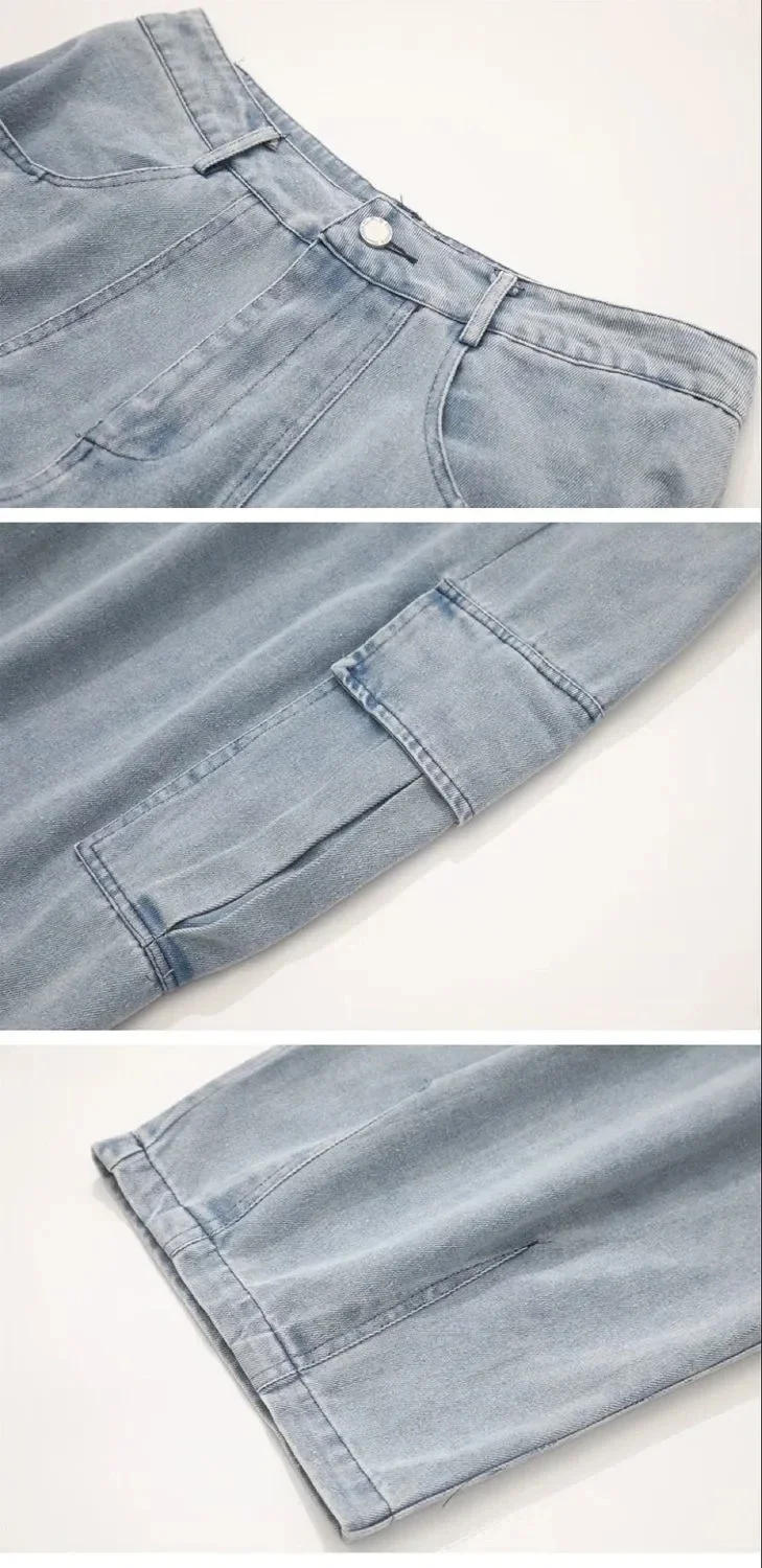 Description Picture 5 of itemBlack Wide Leg Pants Men's Jeans Oversize Baggy Jeans Trousers Male Denim Pants Cargo Korean Streetwear Hip Hop Harajuku