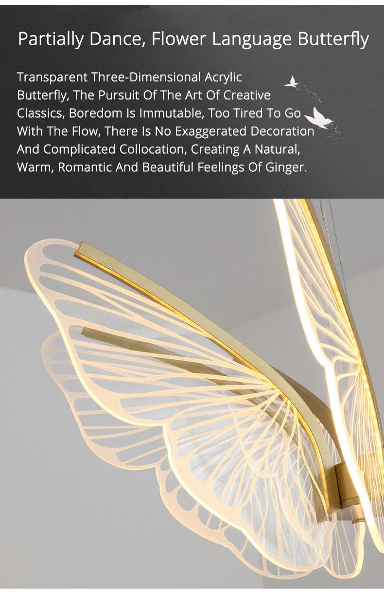 Description Picture 4 of itemMorden LED Butterfly Ceiling Chandeliers Luxury Pendant Lamps For Living Room Bedroom Home Decor Hanging Lights Luster Fixtures