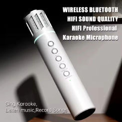 Wireless Bluetooth Portable Hand-held Microphone for Home KTV Party Audio Conference Noise reduction Colorful Light New Karaoke